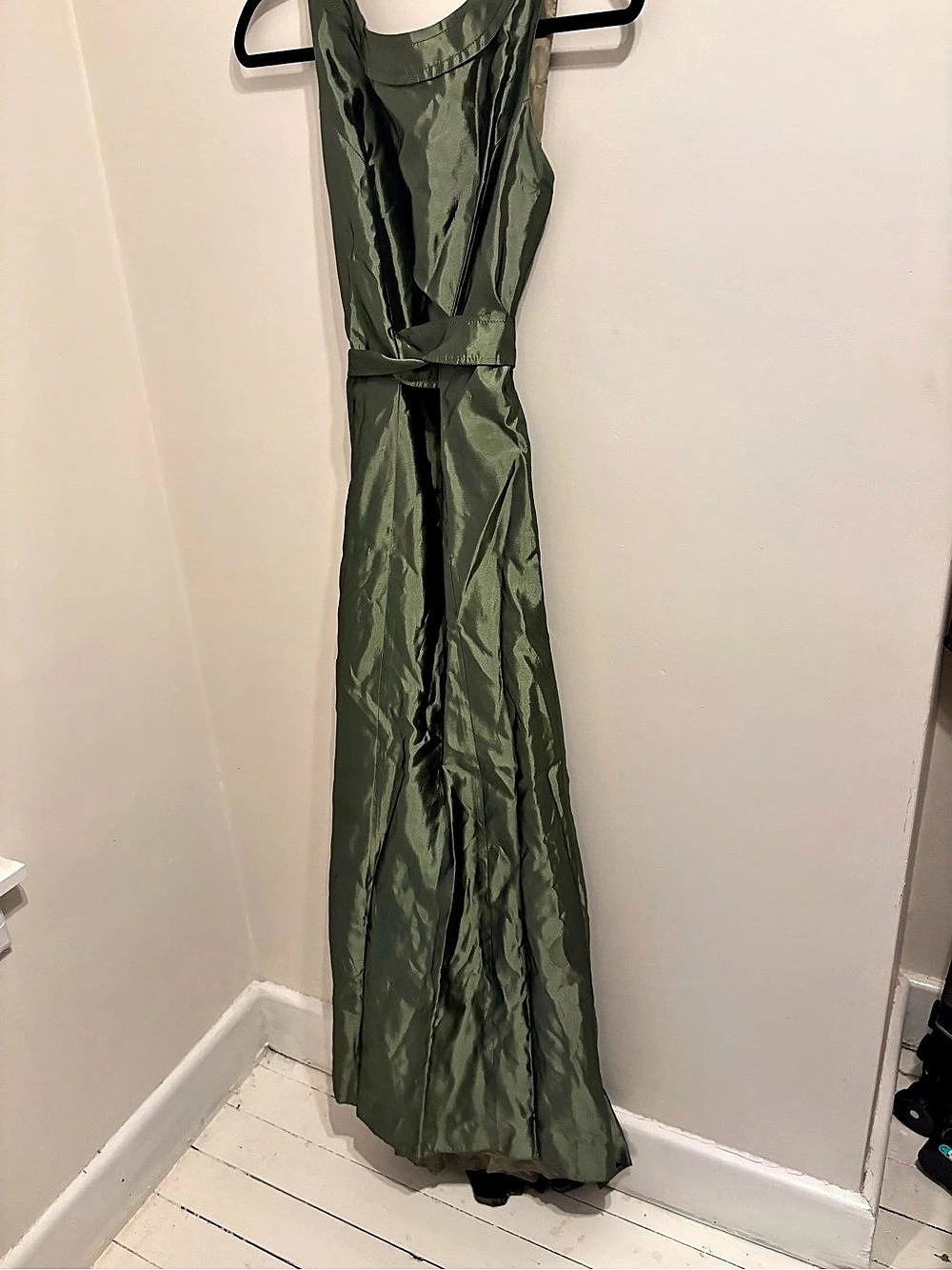 Vera Wang Olive Satin Maxi Dress Size 10